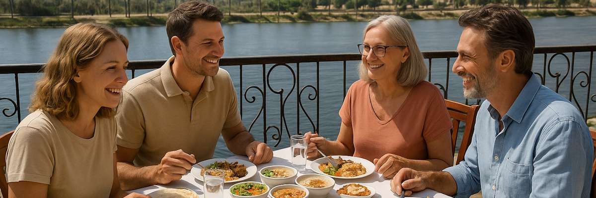 Ein entspanntes und leckeres Mittagessen am Nil auf einer Tour nach Luxor